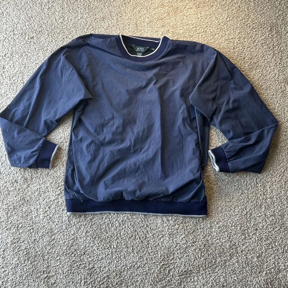 Vintage J. Crew Windbreaker Men’s M Long Sleeve Golf Crew Neck Navy Blue
